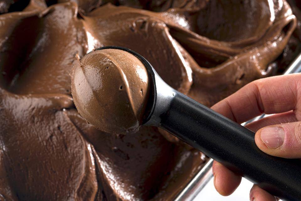 A gelato made with cacao powder