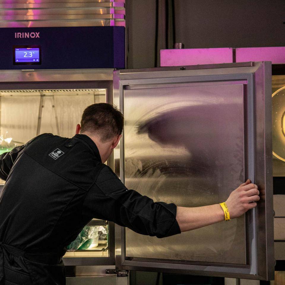 A chef reaches into the Irinox blast freezer