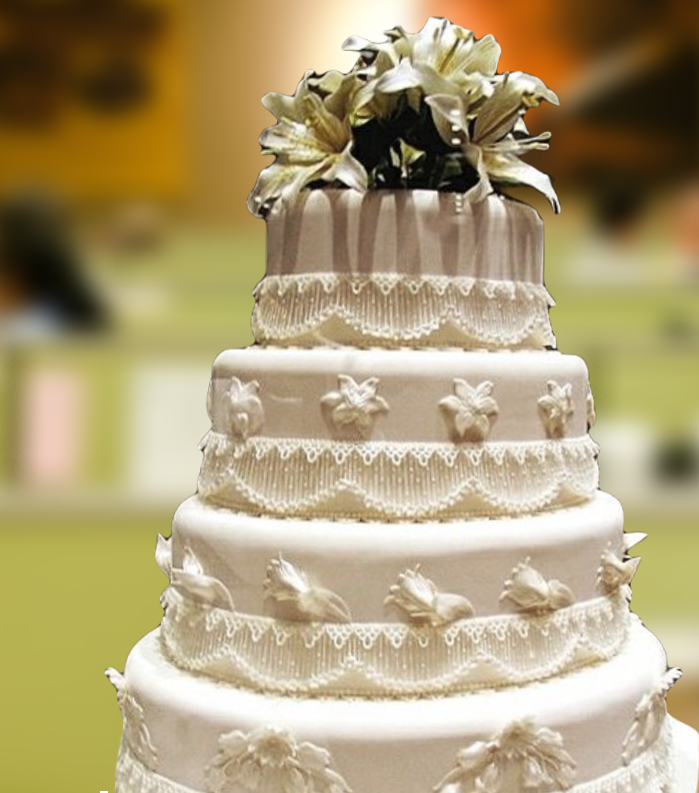 A wedding cake with piped royoal icing by chef mark seamen