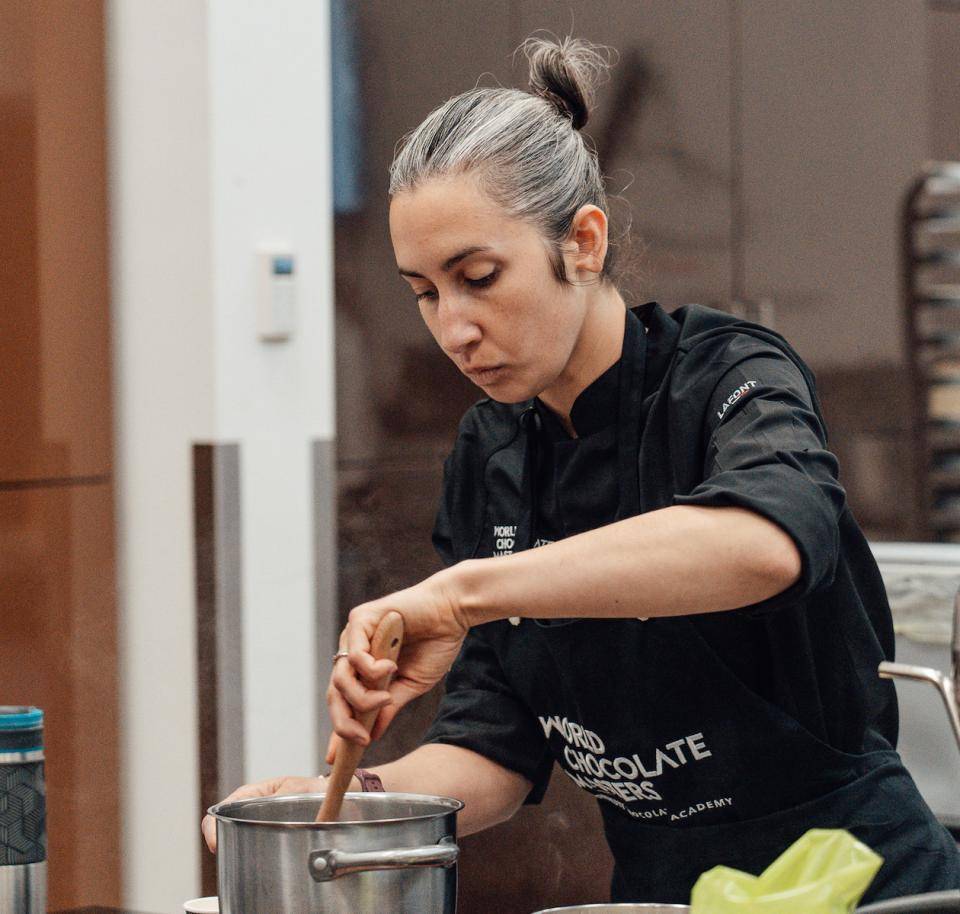 Judith LaMontagne at work at the NA World Chocolate Masters selections