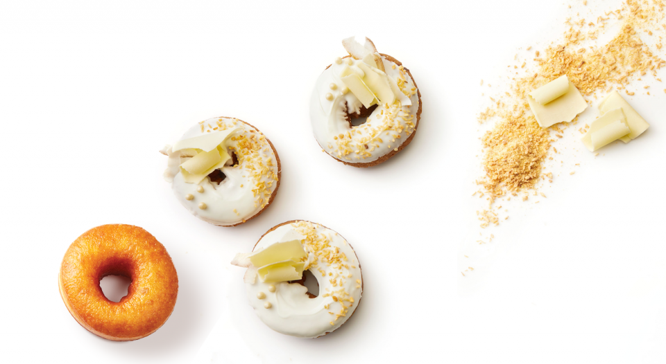 Doughnuts with both toasted and fresh coconut