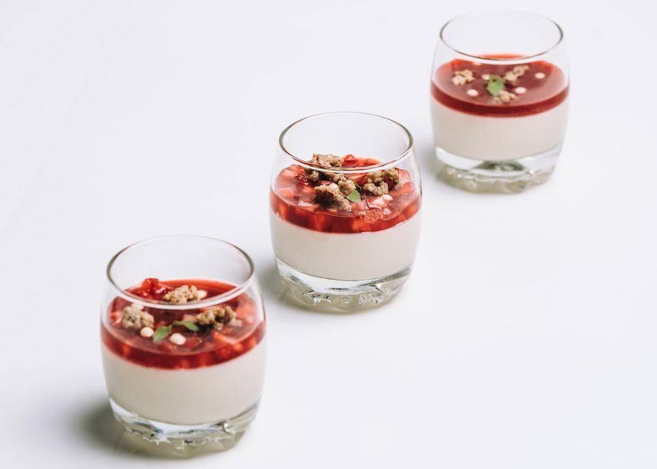 Berry Topped panna cotta in glasses