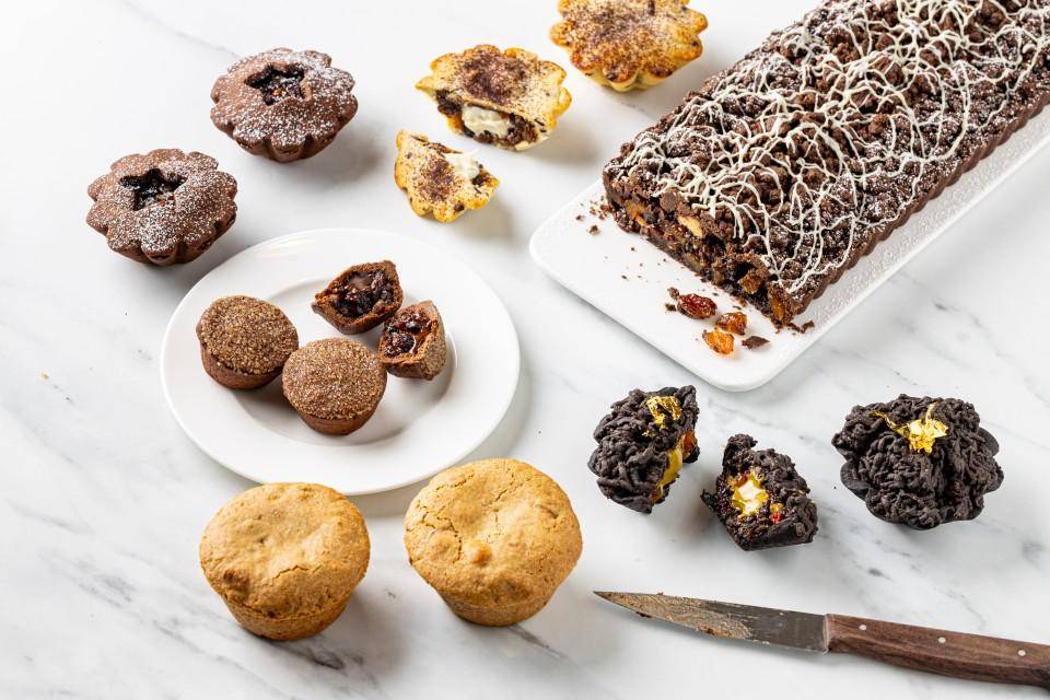 A variety of festive chocolate mince pies