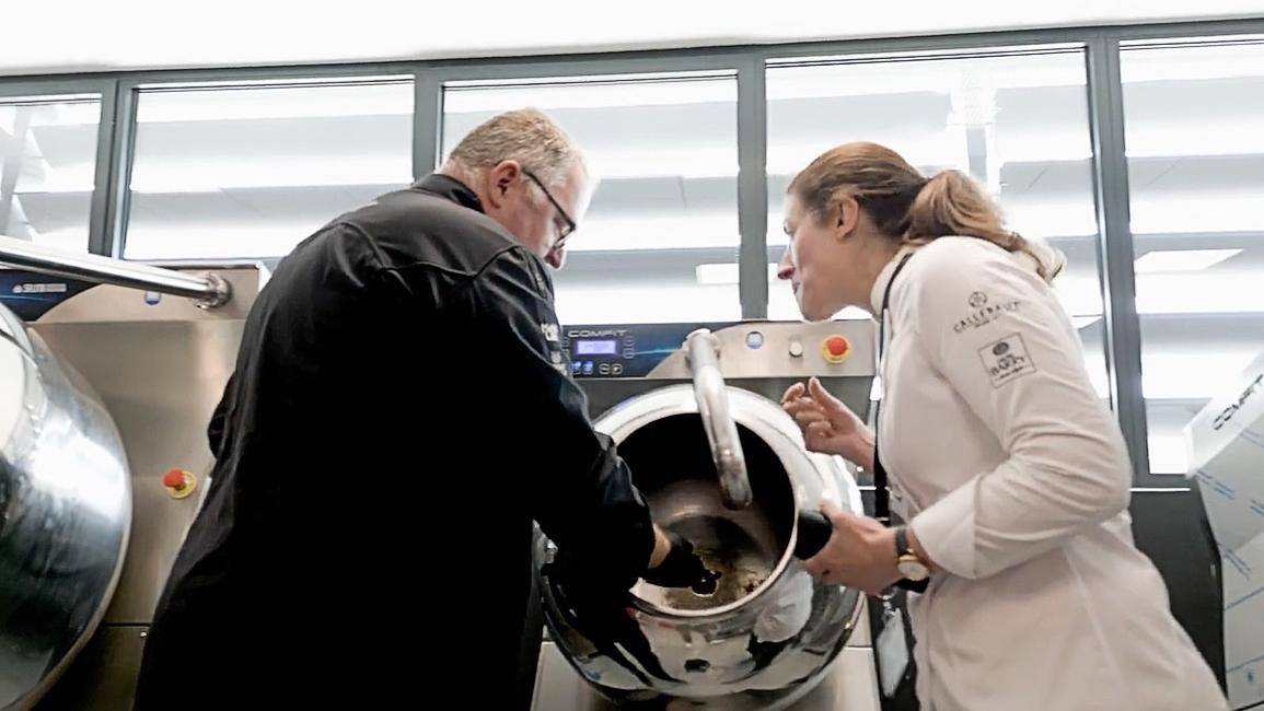 Chefs from Chocolate Academy and Selmi discuss panning techniques