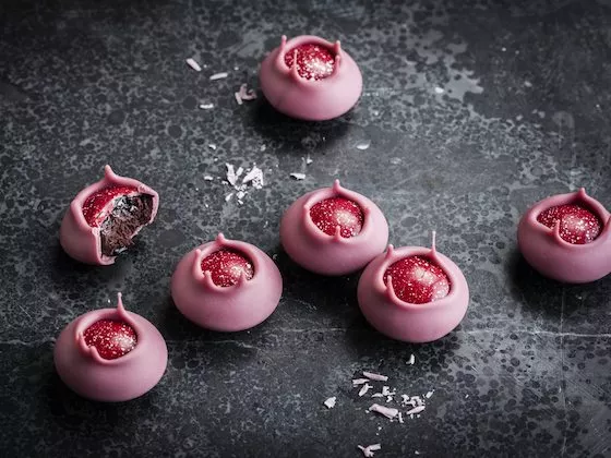 Ruby Chocolate Volcano Bonbons by Chef Martin Diez