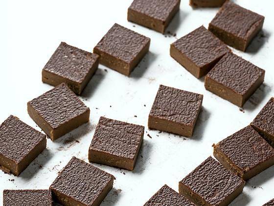 squares of ganache